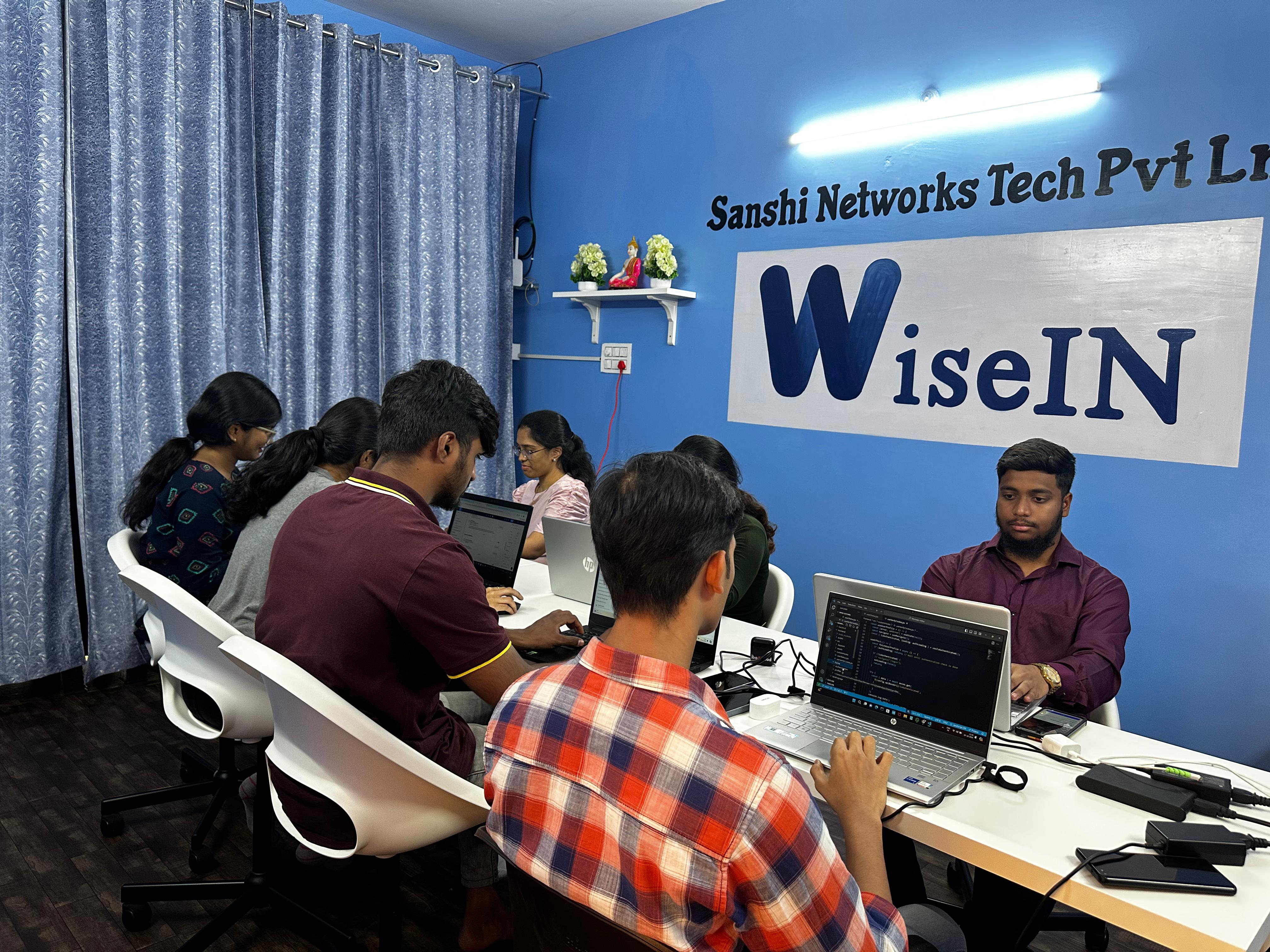 Team collaborating in a modern office space